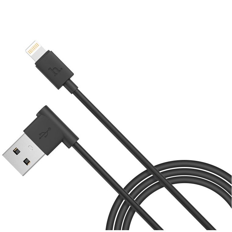 Кабель USB 2.0 A (m) - Lightning (m) 1.2м угловой Hoco UPL11 L Shape - Черный