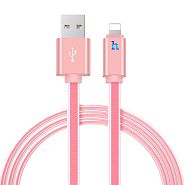 Кабель USB 2.0 A (m) - Lightning (m) 1.2м Hoco UPL12 Metal Jelly Knitted - Rose Gold
