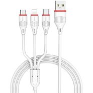 Кабель USB 2.0 A (m) - micro USB 2.0 B (m)+Lightning (m)+Type-C (m) 1м Borofone BX17 Enjoy 3-in-1 - Белый