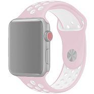 Ремешок для Apple Watch 1-6/SE 38/40/41 мм силиконовый InnoZone Vent - Розовый/Белый (APWTSIH38-35)