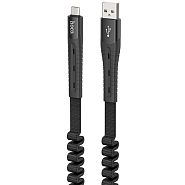 Кабель USB 2.0 A (m) - micro USB 2.0 B (m) 1.2м Hoco U78 Cotton - Черный