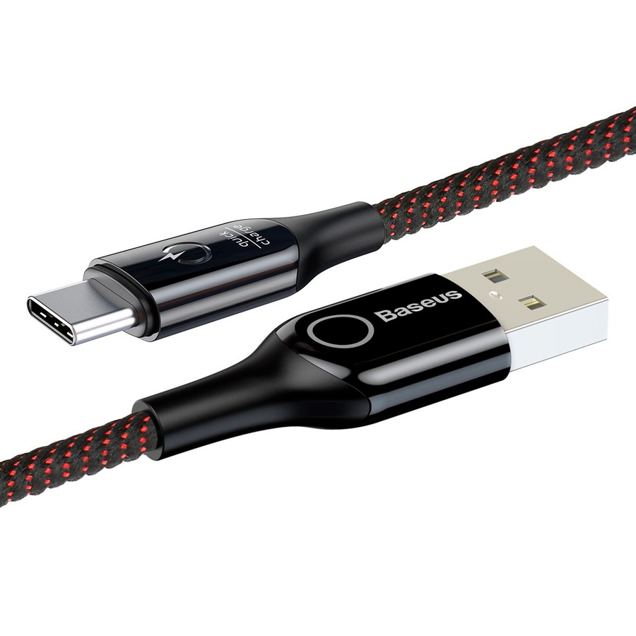 Кабель USB 2.0 A (m) - USB Type-C (m) 1м Baseus C-shaped Light Intelligent Power-off - Черный (CATCD-01)