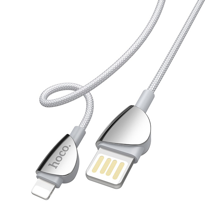 Кабель USB 2.0 A (m) - Lightning (m) 1.2м Hoco U62 Simple - Серебристый