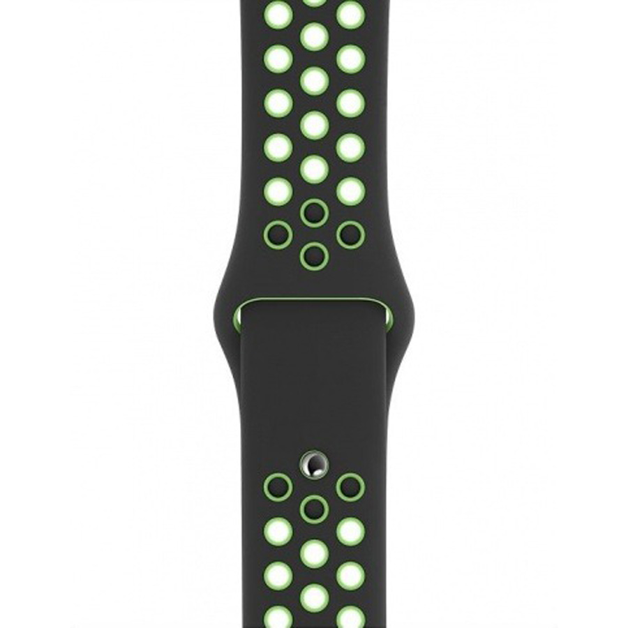 Ремешок для Apple Watch 1-6/SE 42/44/45/49 мм силиконовый InnoZone Vent - Черный/Зеленый (APWTSIH42-10)
