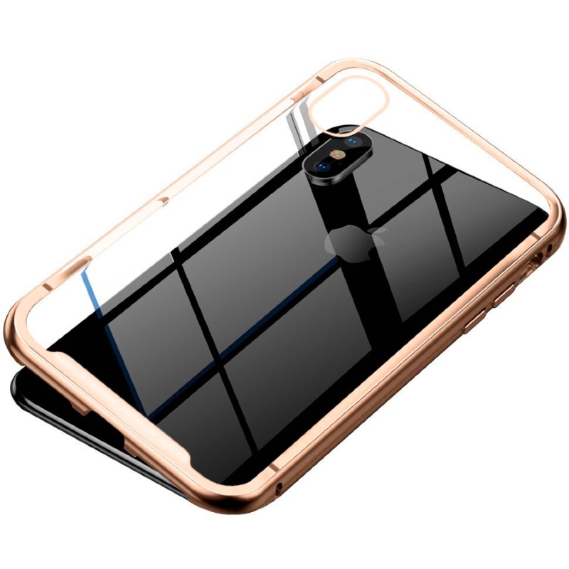Чехол для iPhone XS Max с магнитной рамкой Baseus Magnetite Hardware - Золотистый (WIAPIPH65-CS0V)