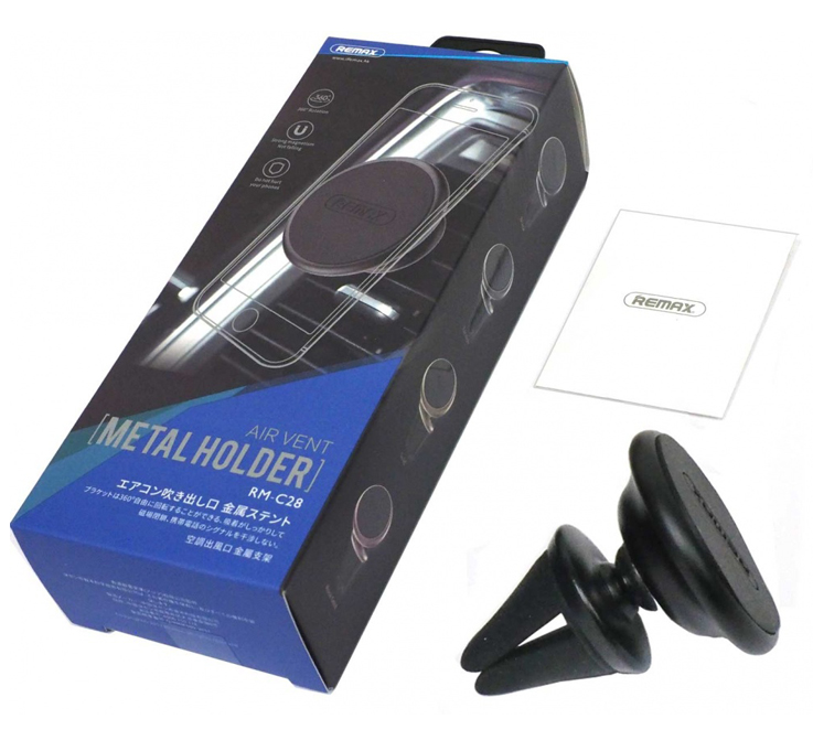 Автомобильный держатель для телефона в дефлектор магнитный Remax RM-C28 - Черный