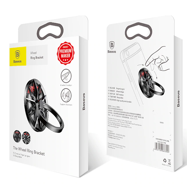 Держатель-кольцо Baseus Wheel Ring Bracket - Черный/Серебристый (SULG-B1S)