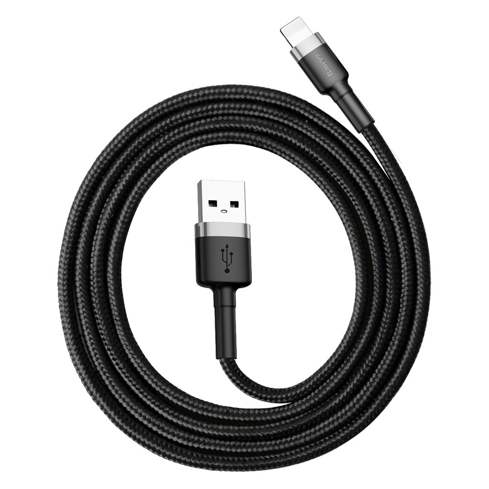 Кабель USB 2.0 A (m) - Lightning (m) 1м Baseus Cafule Cable - Черный/Серый (CALKLF-BG1)
