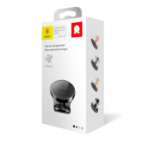 Автомобильный держатель для телефона магнитный Baseus Small Ears Series Genuine Leather - Черный (SUER-F01)