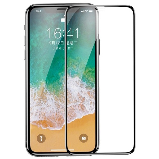 Защитное стекло для iPhone 11 Pro/X/XS 3D Baseus All-screen Arc-surface - Черное (SGAPIPHX-KE01)