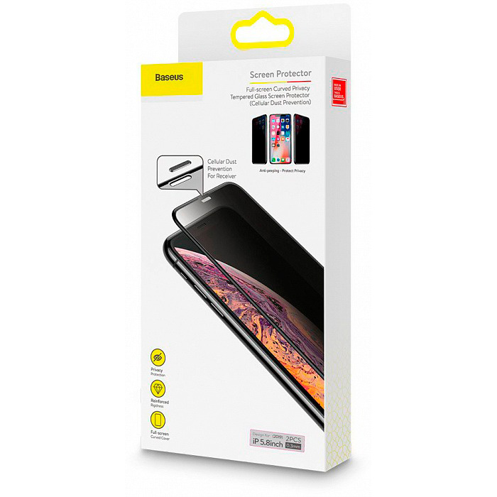 Защитное стекло для iPhone 11/XR антишпион Baseus Full-screen Curved Privacy Cellular Dust Prevention - Черное (SGAPIPH61-WC01)