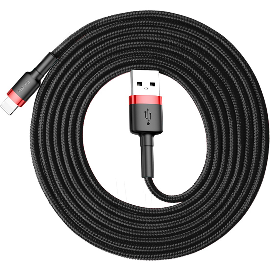 Кабель USB 2.0 A (m) - Lightning (m) 2м Baseus Cafule Cable 1.5A - Красный/Черный (CALKLF-C19)