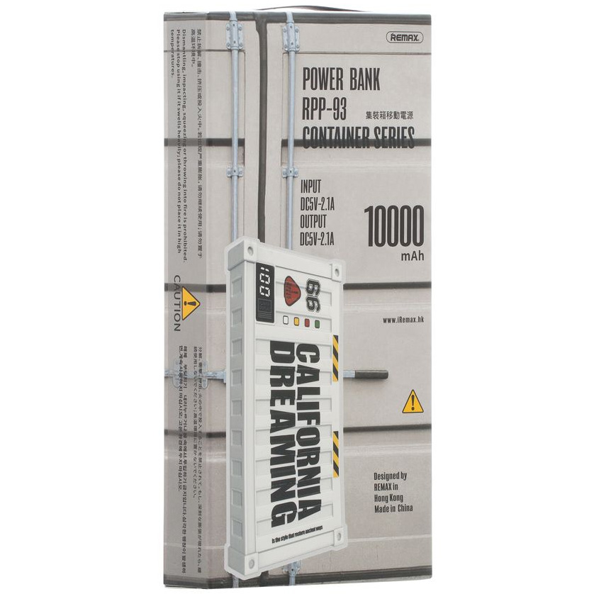 Внешний аккумулятор 10000мАч Remax Container RPP-93 - Белый