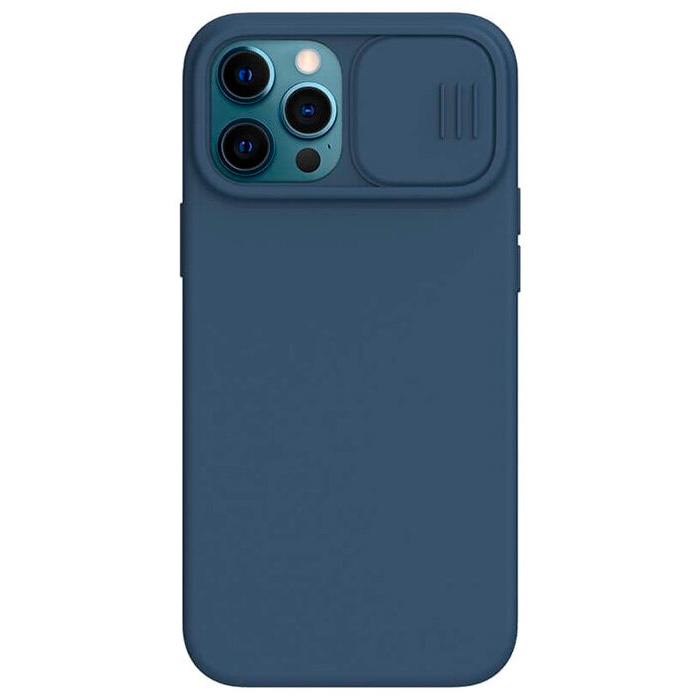 Чехол для iPhone 12 Pro Max с защитой камеры Nillkin CamShield Silky Magnetic Silicone Case - Синий