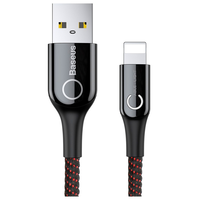 Кабель USB 2.0 A (m) - Lightning (m) 1м Baseus C-shaped Light Intelligent Power-off - Черный (CALCD-01)