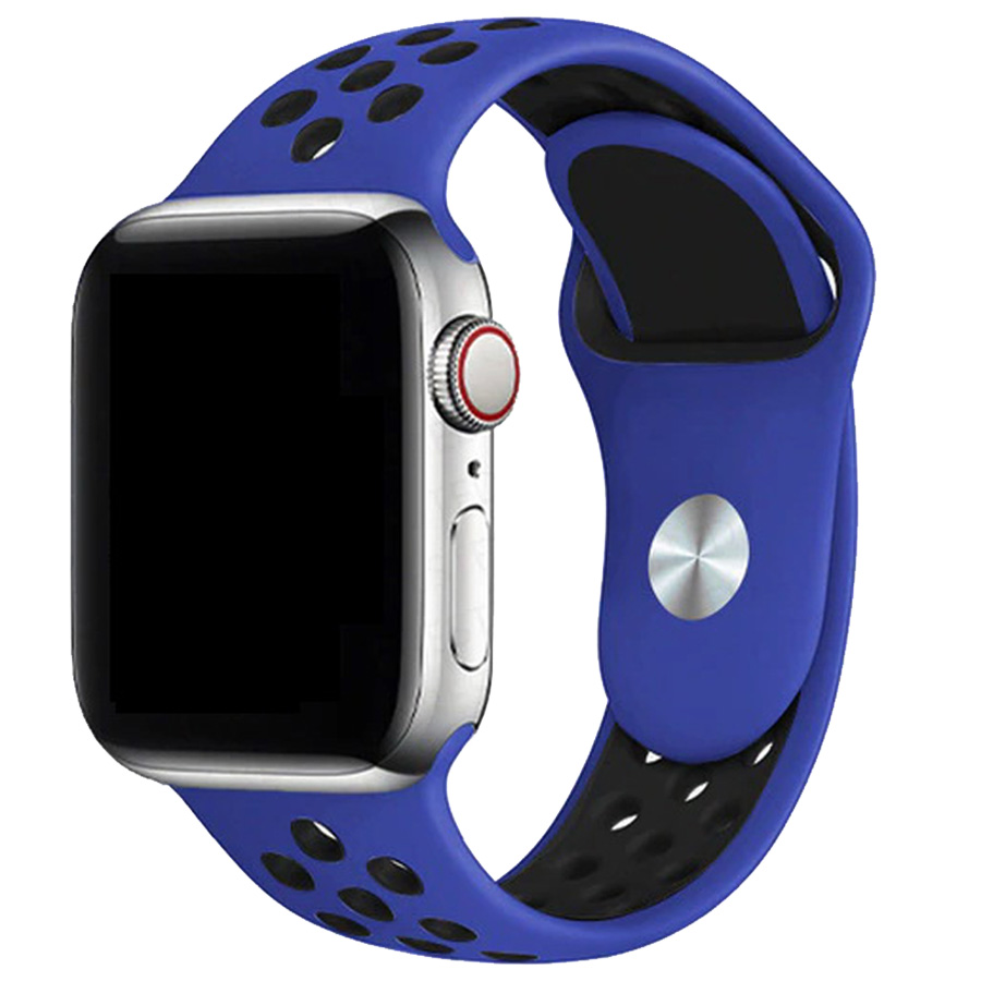 Ремешок для Apple Watch 1-6/SE 42/44/45/49 мм силиконовый InnoZone Vent - Синий/Черный (APWTSIH42-34)