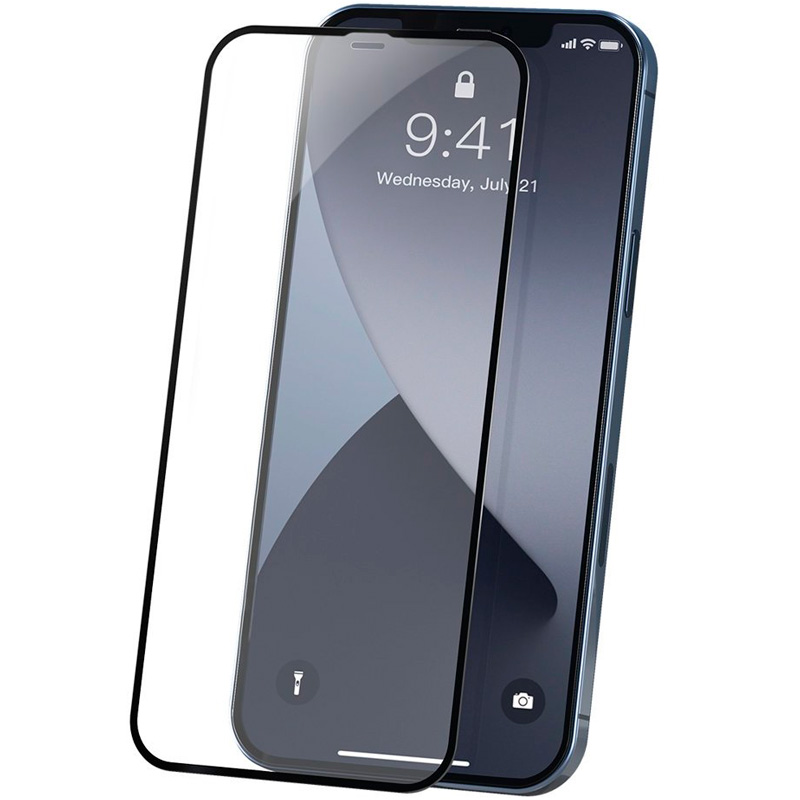 Комплект защитных стекол для iPhone 12/12 Pro 0.23мм Baseus Curved-screen Crack-resistant Edges - Черный (SGAPIPH61P-PE01)