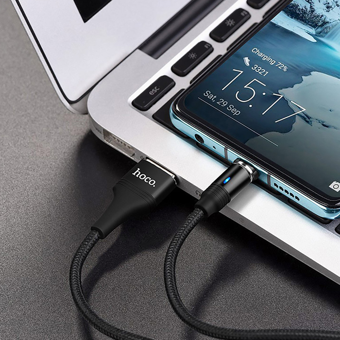 Магнитный кабель USB 2.0 A (m) - USB Type-C (m) 1.2м Hoco U76 Fresh - Черный