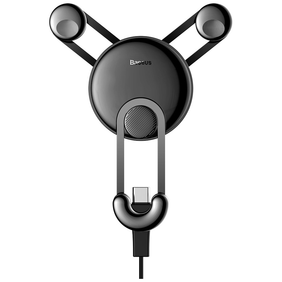 Автомобильный держатель для телефона в дефлектор с кабелем USB Type-C Baseus Yy Vehicle-mounted - Черный (SUTYY-01)