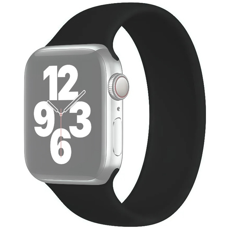 Ремешок для Apple Watch 1-6/SE 42/44 мм силиконовый эластичный InnoZone 145мм - Черный (APWTSI-M42-08)