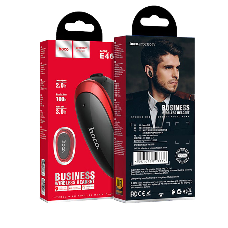 Гарнитура Bluetooth Hoco E46 Voice - Красная