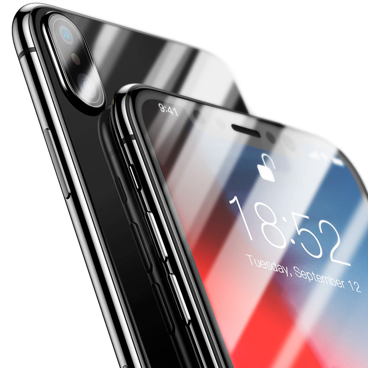 Комплект защитных стекол для iPhone XS Max Baseus Glass Film Set - Черный (SGAPIPH65-TZ01)