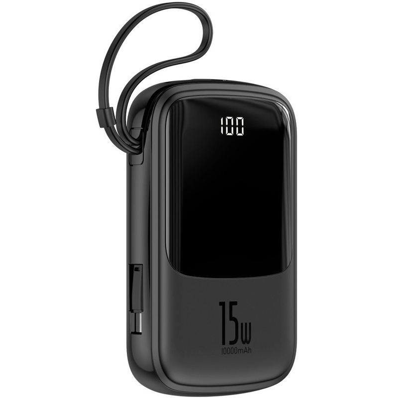Внешний аккумулятор 10000мАч Baseus Q Pow Digital Display With Type-C Cable - Черный (PPQD-A01)