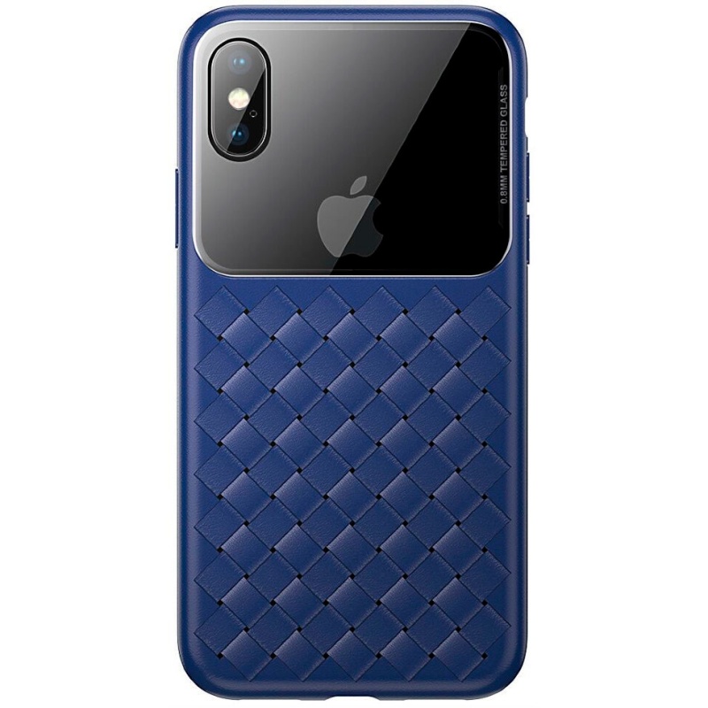 Чехол для iPhone XS Max Baseus Glass & Weaving - Синий (WIAPIPH65-BL03)