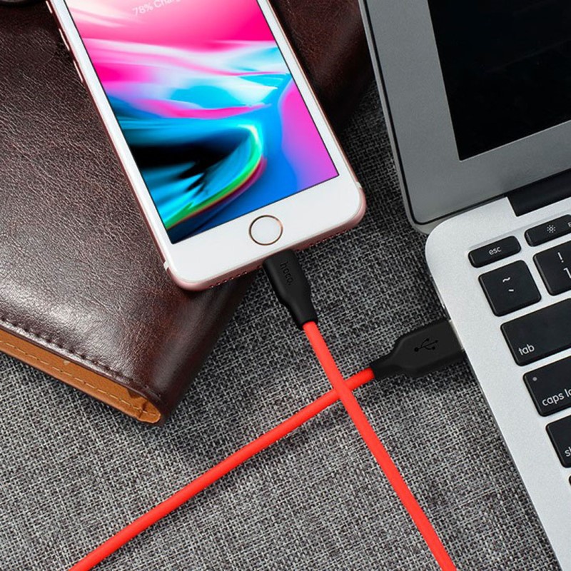 Кабель USB 2.0 A (m) - Lightning (m) 1м Hoco X21 Plus - Черный/Красный