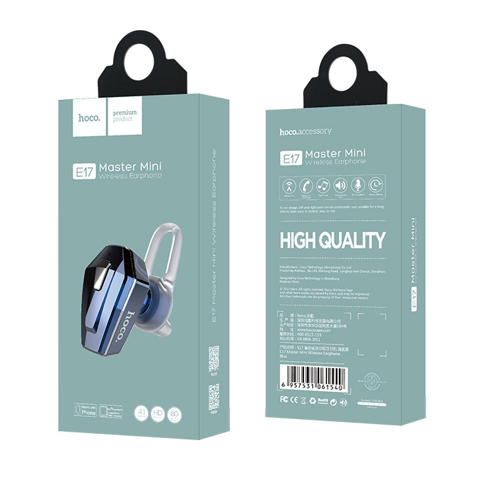 Гарнитура Bluetooth Hoco E17 Master Mini - Синяя