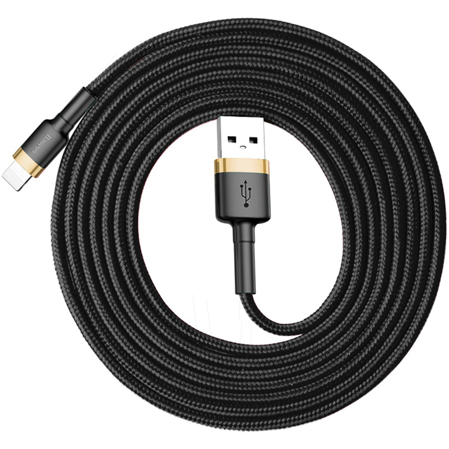 Кабель USB 2.0 A (m) - Lightning (m) 2м Baseus Cafule Cable 1.5A - Черный/Золотистый (CALKLF-CV1)
