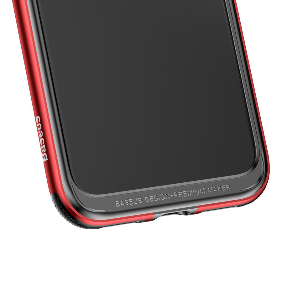 Бампер для iPhone X Baseus Platinum Metal Border - Красный (FRAPIPHX-B09)