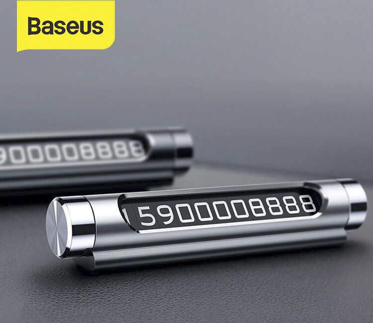 Табличка с номером телефона в машину Baseus All Metal Dual-number - Серебристая (ACNUM-C0S)