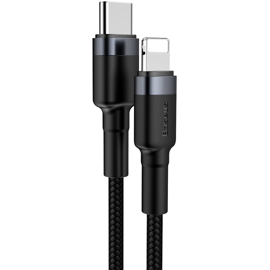 Кабель USB Type-C (m) - Lightning (m) 1м Baseus Cafule Cable - Черный/Серый (CATLKLF-G1)