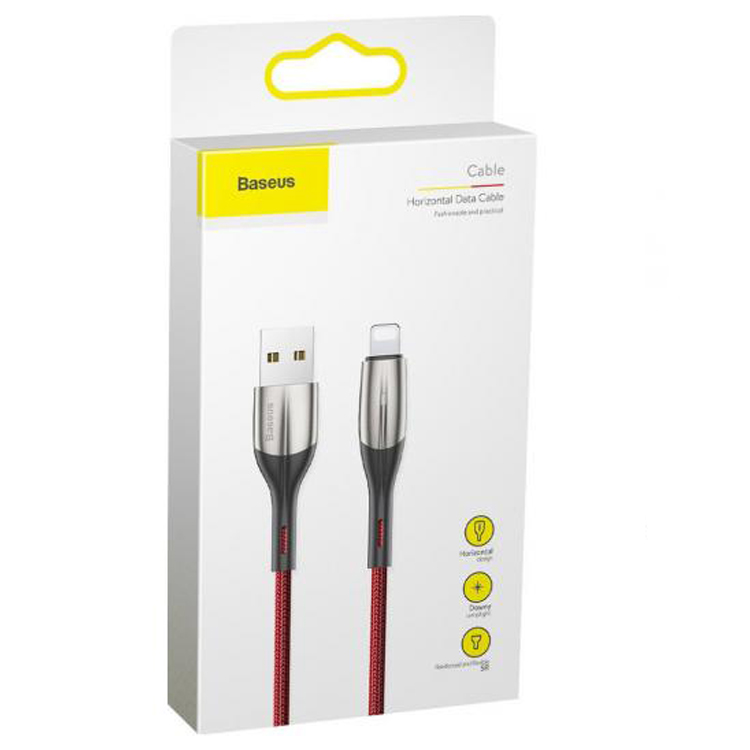Кабель USB 2.0 A (m) - Lightning (m) 1м Baseus Horizontal Data Cable - Красный (CALSP-B09)