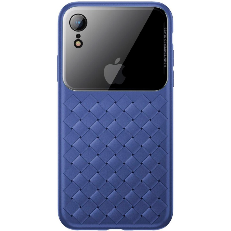 Чехол для iPhone XR Baseus Glass & Weaving - Синий (WIAPIPH61-BL03)