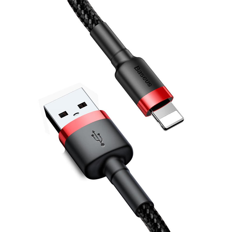 Кабель USB 2.0 A (m) - Lightning (m) 0.5м Baseus Cafule Cable - Черный/Красный (CALKLF-A19)