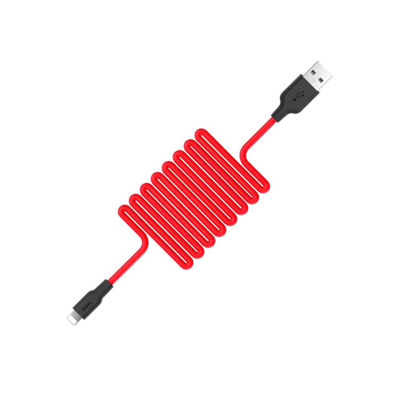 Кабель USB 2.0 A (m) - Lightning (m) 1м Hoco X21 Plus - Черный/Красный