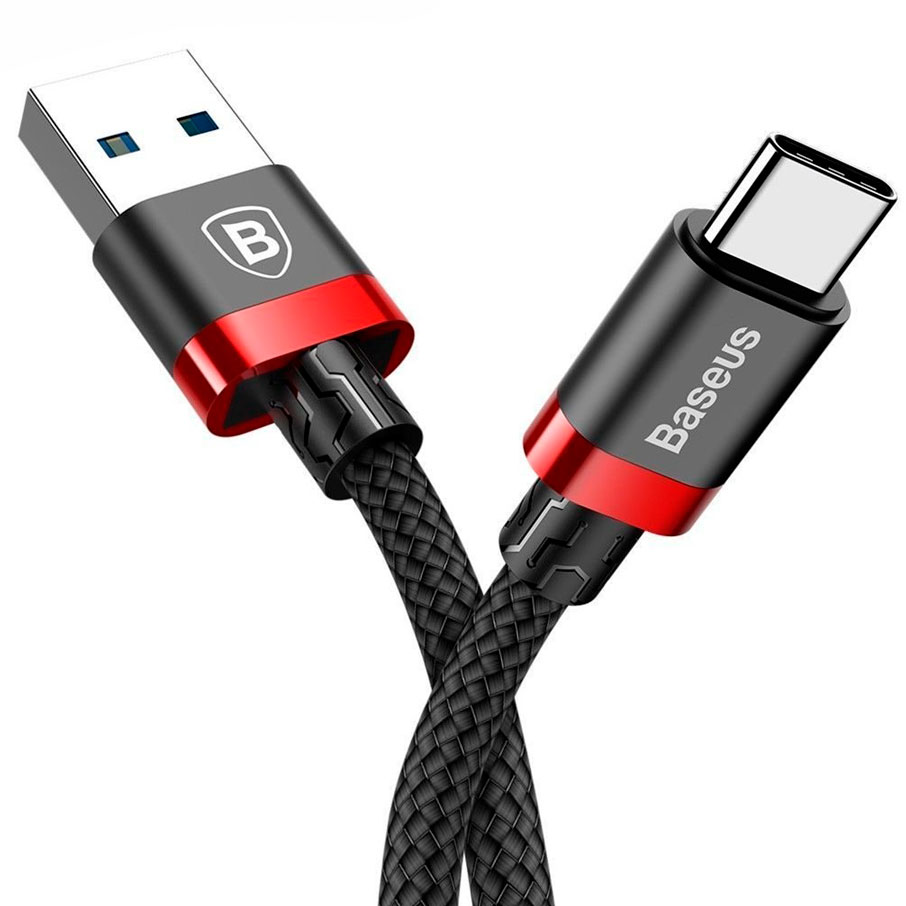 Кабель USB 3.0 A (m) - USB Type-C (m) 1м Baseus Golden Belt Series - Черный/Красный (CATGB-19)