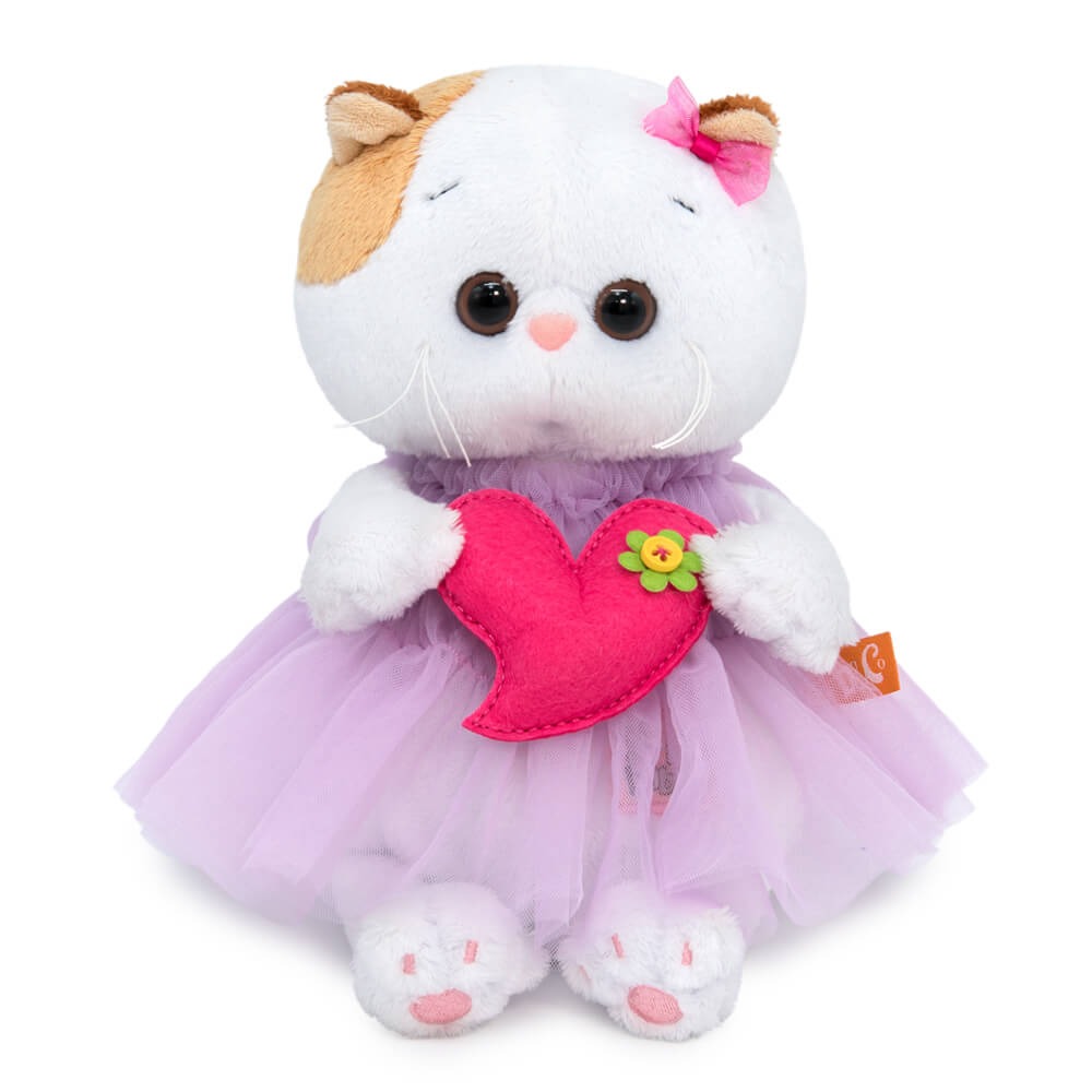 Мягкая игрушка 20см BUDI BASA Ли-Ли BABY в платье с сердечком (LB-091)