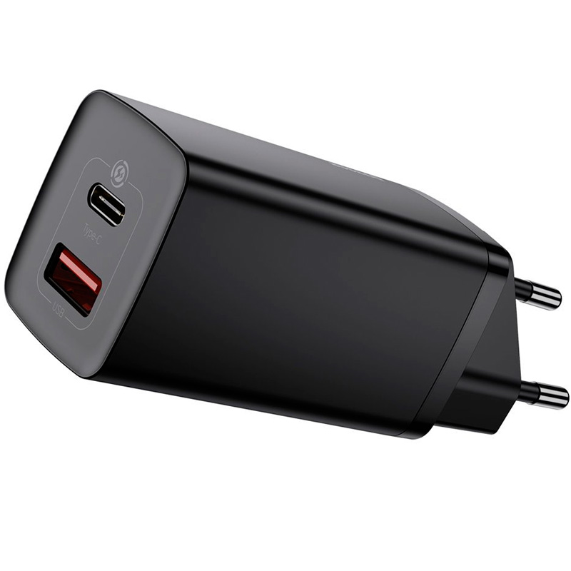 Сетевое зарядное устройство быстрое PD+QC 3.0 USB+USB Type-C Baseus GaN2 Lite Fast PPS 65W - Черное (CCGAN2L-B01)