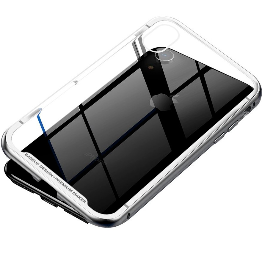 Чехол для iPhone XR с магнитной рамкой Baseus Magnetite Hardware - Серебристый (WIAPIPH61-CS0S)