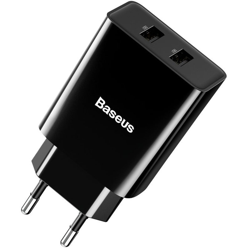 Сетевое зарядное устройство 2xUSB Baseus Speed Mini Dual U Charger 10.5W - Черное (CCFS-R01)