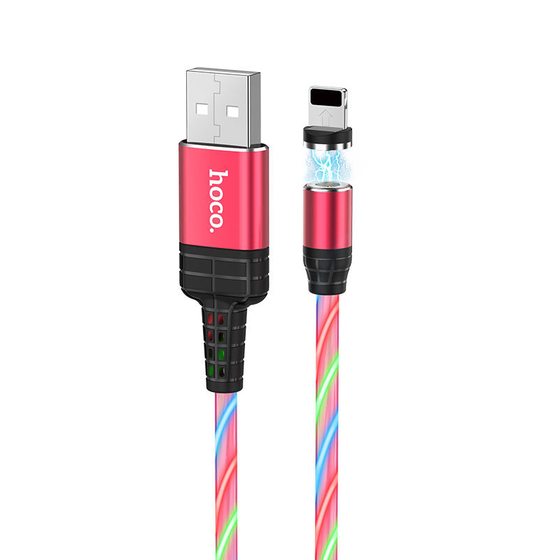 Магнитный кабель USB 2.0 A (m) - Lightning (m) 1м Hoco U90 Ingenious - Красный