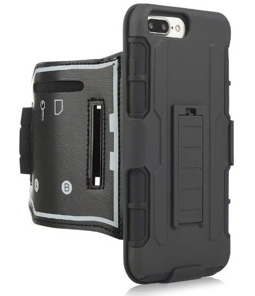 Спортивный чехол для iPhone 6 Plus/6S Plus/7 Plus/8 Plus на руку защищенный InnoZone Armband 3 в 1 - Черный