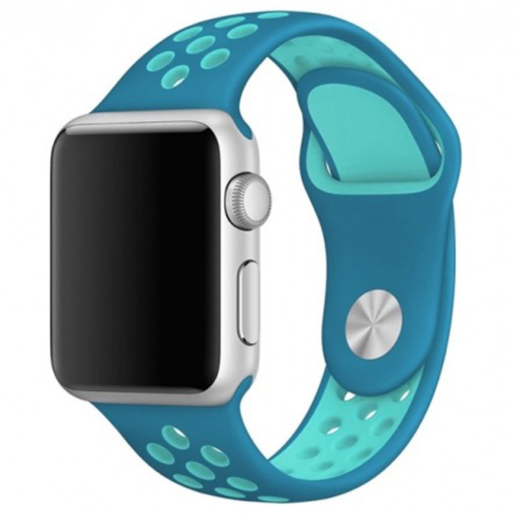 Ремешок для Apple Watch 1-6/SE 42/44/45/49 мм силиконовый InnoZone Vent - Светло-синий/Голубой (APWTSIH42-22)