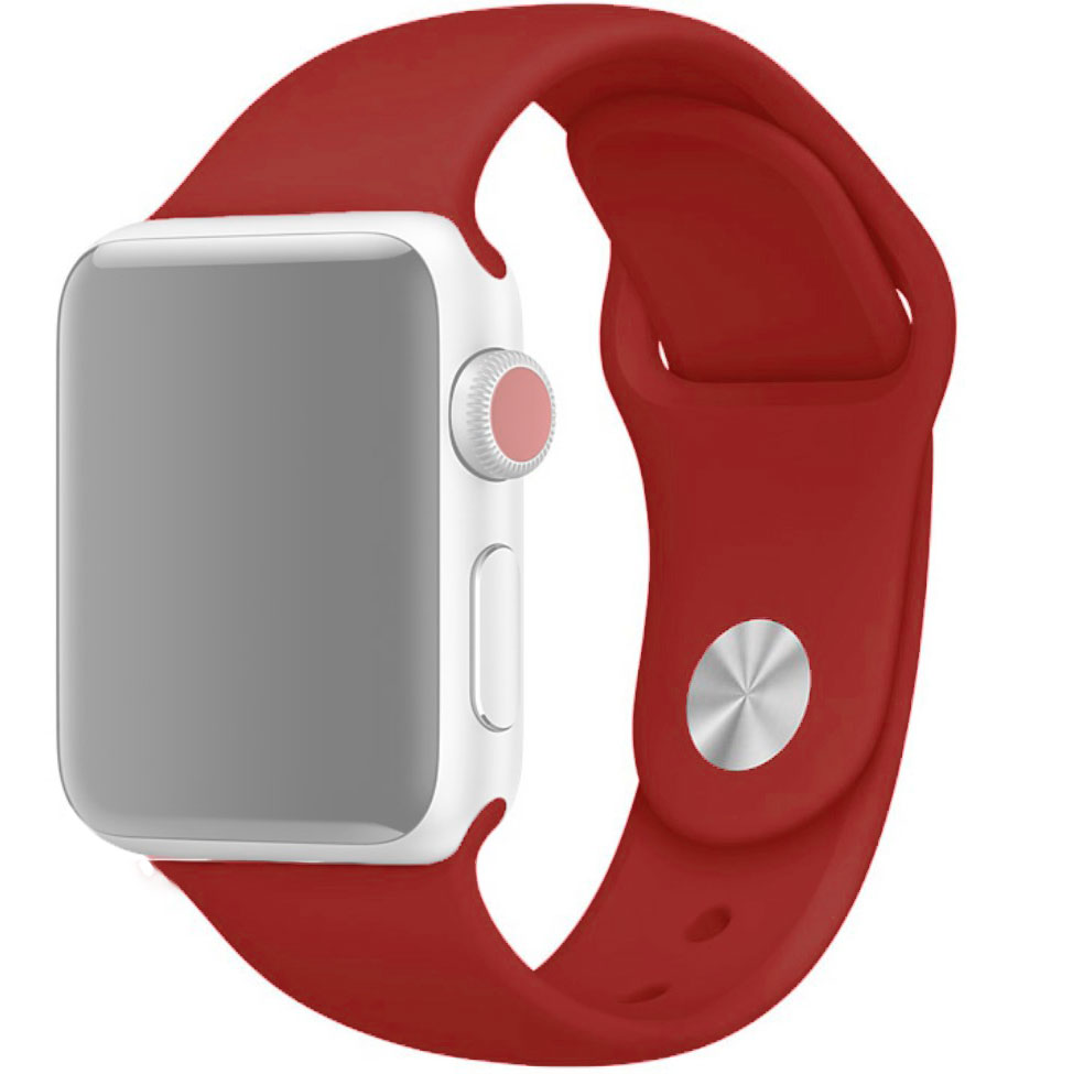 Ремешок для Apple Watch 1-6/SE 42/44 мм силиконовый InnoZone - Насыщенный Красный (APWTSI42-33)