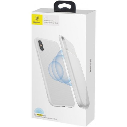 Чехол-аккумулятор для iPhone X 5000мАч Baseus 1+1 Wireless Charge Backpack - Белый (ACAPIPHX-ABJ02)