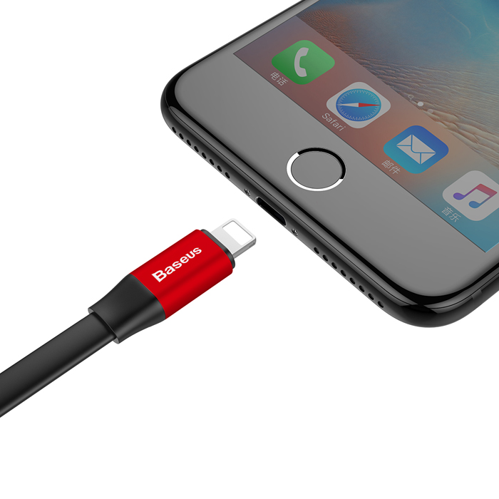 Кабель USB 2.0 A (m) - Lightning (m) 0.23м Baseus Nimble Portable - Черный/Красный (CALMBJ-B91)