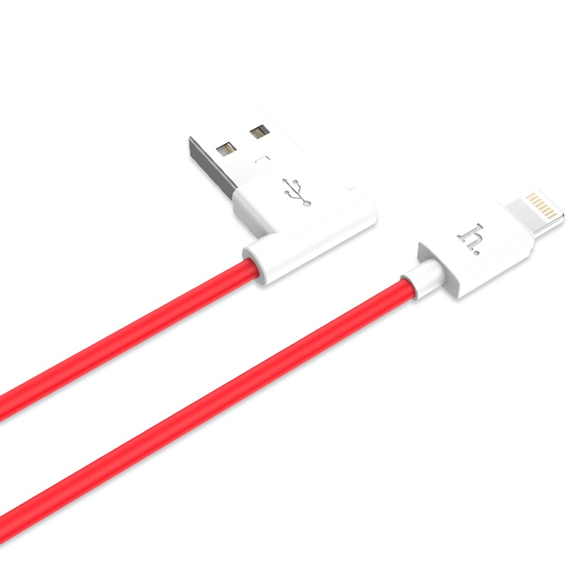 Кабель USB 2.0 A (m) - Lightning (m) 1.2м угловой Hoco UPL11 L Shape - Красный